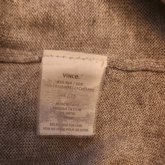 Vince Silk & Cashmere  Grey Weekend V-Neck Sweater - Picture 4 of 5